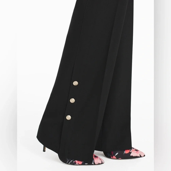 White House black market Black Button-Trim Flare “the slim flare” pant SZ 12L - Picture 10 of 11